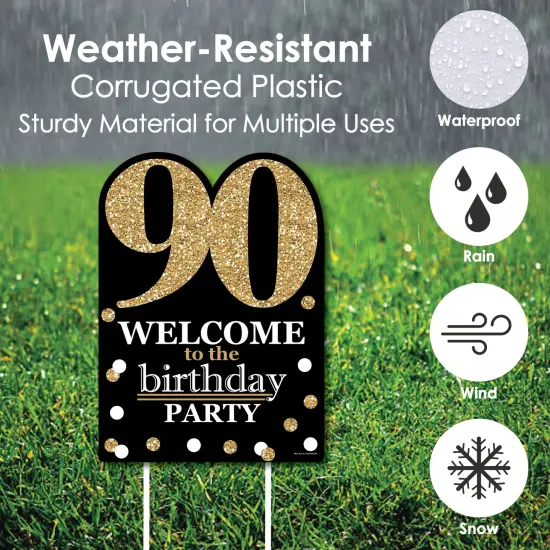 Big Dot of Happiness Adult 90th Birthday - Gold - Party Decorations - Birthday Party Welcome Yard Sign {4}