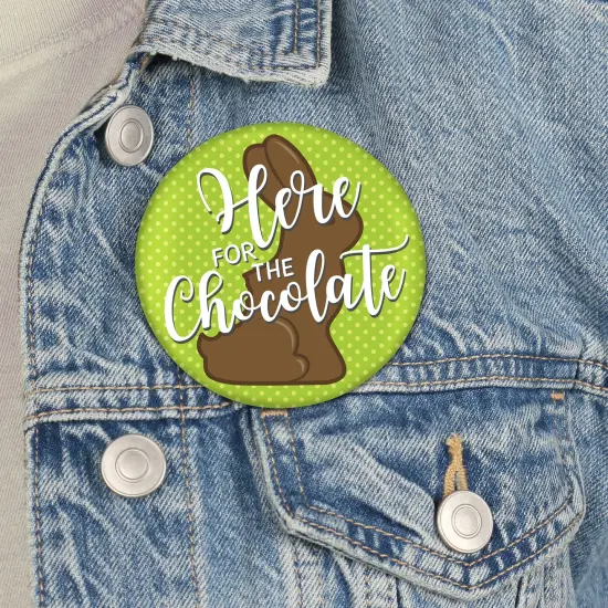Big Dot of Happiness Hippity Hoppity - 3 inch Easter Bunny Party Badge - Pinback Buttons - Set of 8 {4}