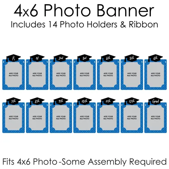 Big Dot of Happiness Blue Grad - Best is Yet to Come - DIY Royal Blue Graduation Party Decor - K-12 School Picture Display - Photo Banner {6}