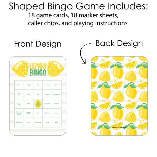 Big Dot of Happiness So Fresh - Lemon - Bingo Cards and Markers - Citrus Lemonade Party Bingo Game - Set of 18 {4}