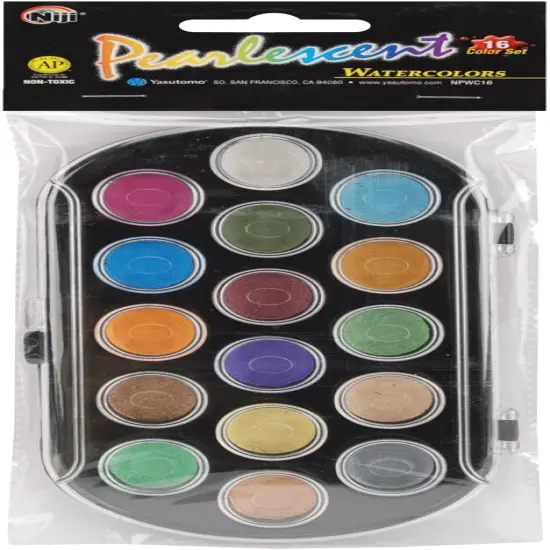 Yasutomo Pearlescent Watercolor Paint Cakes 16/Pkg-Assorted Colors {1}
