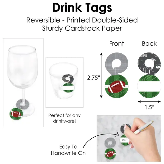 Big Dot of Happiness End Zone - Football - Baby Shower or Birthday Party Paper Charger and Table Decorations - Chargerific Kit - Place Setting for 8 {6}