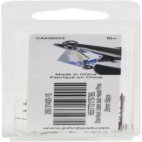 John Bead Stainless Steel Ball Head Pins 50/Pkg-25mm {2}