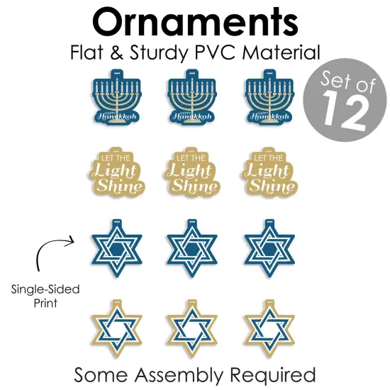 Big Dot of Happiness Happy Hanukkah - Chanukah Holiday Decorations - Tree Ornaments - Set of 12 {6}