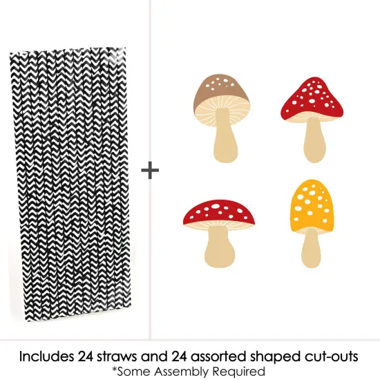 Big Dot of Happiness Wild Mushrooms - Paper Straw Decor - Red Toadstool Party Striped Decorative Straws - Set of 24 {4}