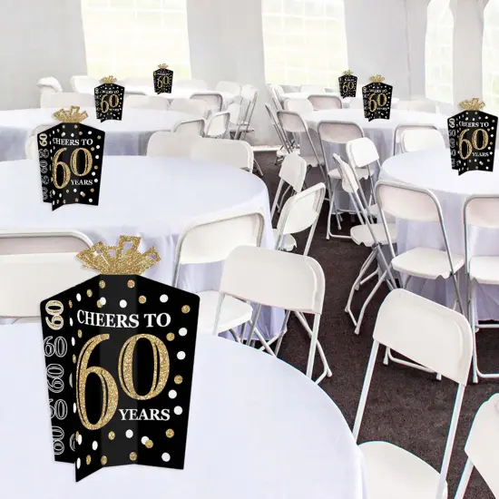 Big Dot of Happiness Adult 60th Birthday - Gold - Table Decorations - Birthday Party Fold and Flare Centerpieces - 10 Count {6}