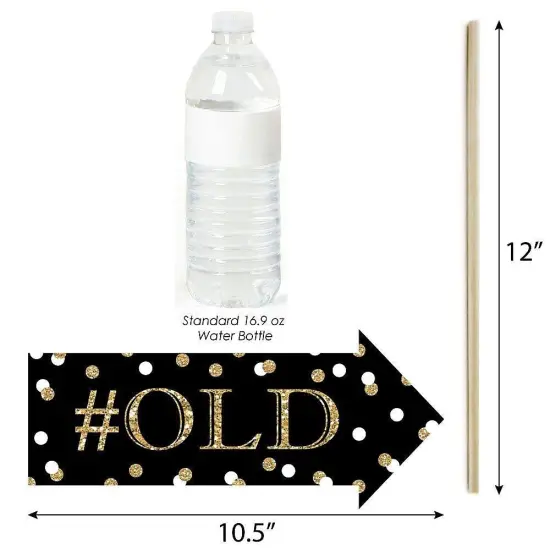 Big Dot of Happiness Funny Adult 90th Birthday - Gold - Birthday Party Photo Booth Props Kit - 10 Piece {4}