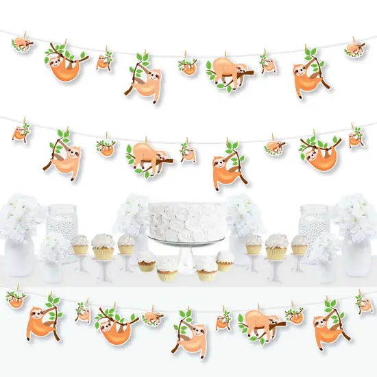 Big Dot of Happiness Let's Hang - Sloth - Baby Shower or Birthday Party DIY Decorations - Clothespin Garland Banner - 44 Pieces {1}