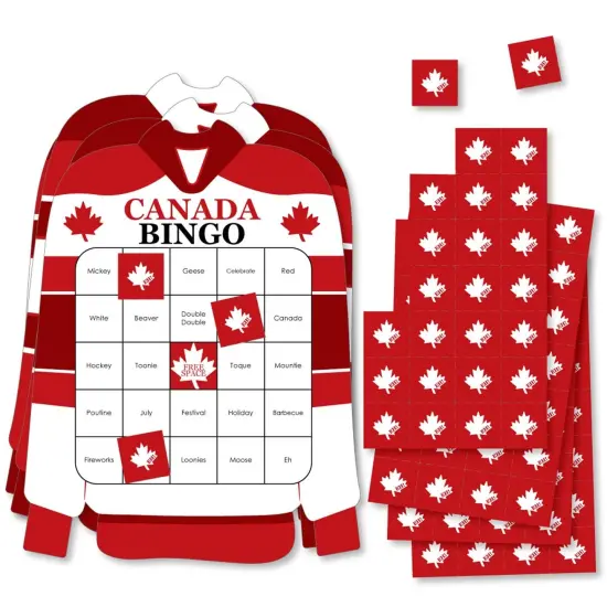 Big Dot of Happiness Canada Day - Bar Bingo Cards and Markers - Canadian Party Shaped Bingo Game - Set of 18 {1}
