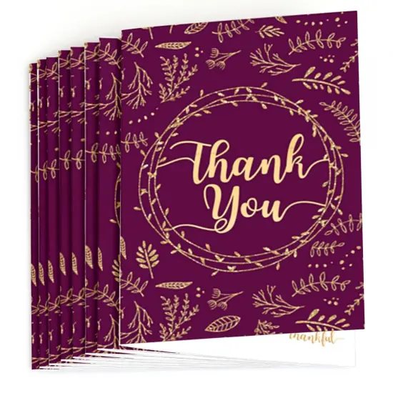 Big Dot of Happiness Elegant Thankful for Friends - Friendsgiving Thanksgiving Party Thank You Cards (8 Count) {3}