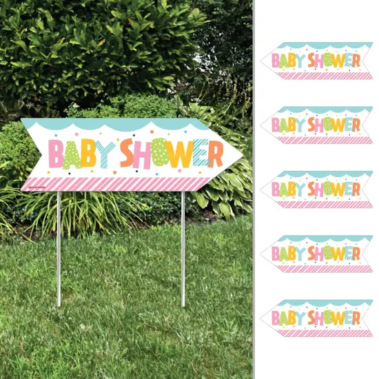 Big Dot of Happiness Colorful Baby Shower - Arrow Gender Neutral Party Direction Signs - Double Sided Outdoor Yard Signs - Set of 6 {1}