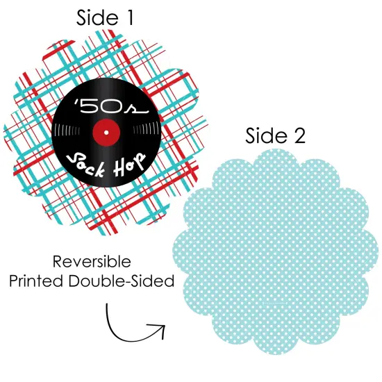 Big Dot of Happiness 50&rsquo;s Sock Hop - 1950s Rock N Roll Party Round Table Decorations - Paper Chargers - Place Setting For 12 {4}