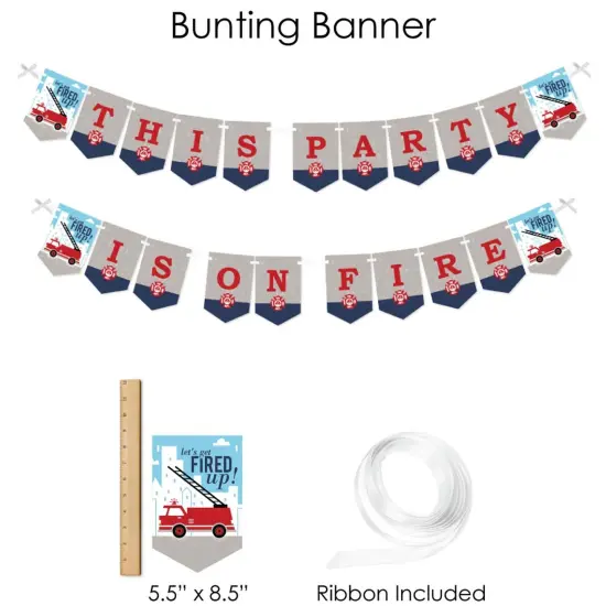 Big Dot of Happiness Fired Up Fire Truck - Firefighter Firetruck Baby Shower or Birthday Party Supplies - Banner Decoration Kit - Fundle Bundle {4}