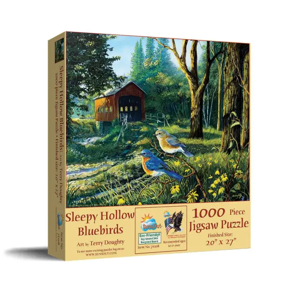 Sunsout Sleepy Hollow Blue Birds 1000 pc Jigsaw Puzzle 71108 {3}