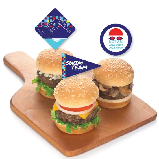 Big Dot of Happiness Making Waves - Swim Team - Dessert Cupcake Toppers - Swimming Party or Birthday Party Clear Treat Picks - Set of 24 {4}