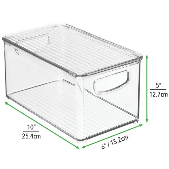 mDesign Plastic Deep Storage Organizer Bin Box with Lid/Handles, 6 Pack {2}