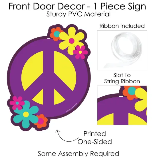 Big Dot of Happiness 60's Hippie - Hanging Porch 1960s Groovy Party Outdoor Decorations - Front Door Decor - 1 Piece Sign {6}