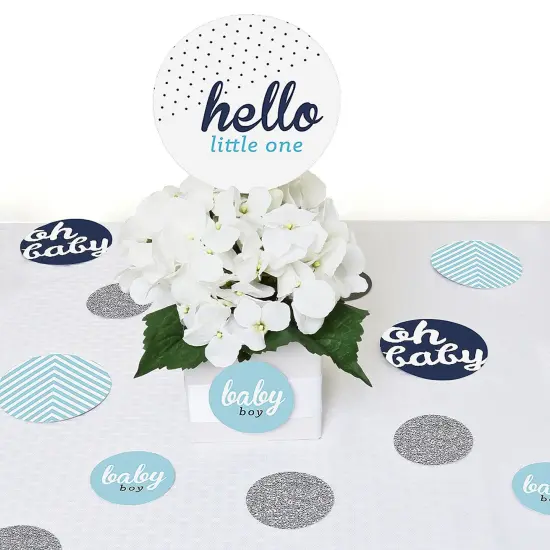 Big Dot of Happiness Hello Little One - Blue and Silver - Baby Shower Giant Circle Confetti - Boy Baby Shower Decorations - Large Confetti 27 Count {7}