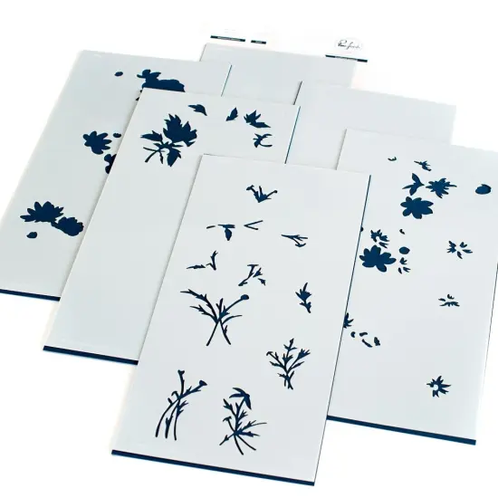 Pinkfresh Studio Stencils 4"X9" 6/Pkg-Whimsical Blooms Layering {1}