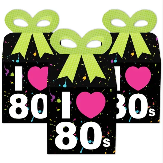 Big Dot of Happiness 80's Retro - Square Favor Gift Boxes - Totally 1980s Party Bow Boxes - Set of 12 {3}