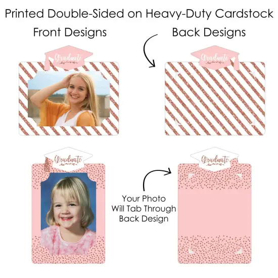 Big Dot of Happiness Rose Gold Grad - Graduation Party Picture Centerpiece Sticks - Photo Table Toppers - 15 Pieces {7}