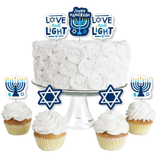 Big Dot of Happiness Hanukkah Menorah - Dessert Cupcake Toppers - Chanukah Holiday Party Clear Treat Picks - Set of 24 {1}