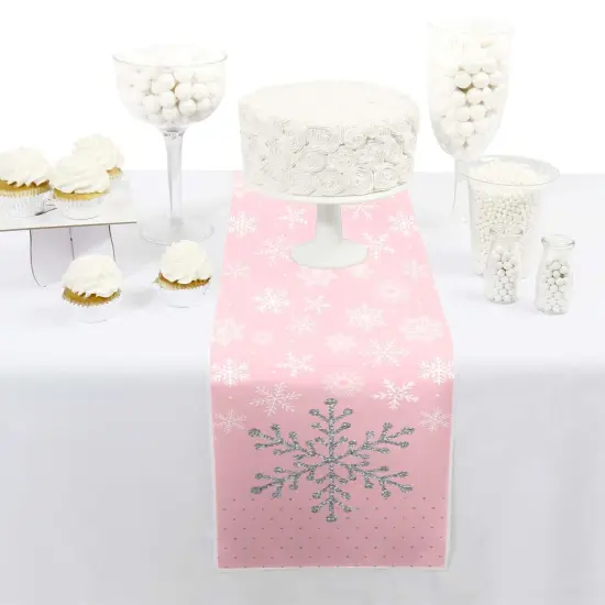 Big Dot of Happiness Pink Winter Wonderland - Petite Holiday Snowflake Birthday Party or Baby Shower Paper Table Runner - 12 x 60 inches {3}