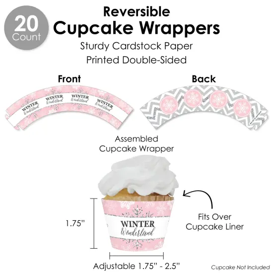 Big Dot of Happiness Pink Winter Wonderland - Holiday Snowflake Birthday Party and Baby Shower Cupcake Kit Fabulous Favor Party Pack 100 Pc {6}