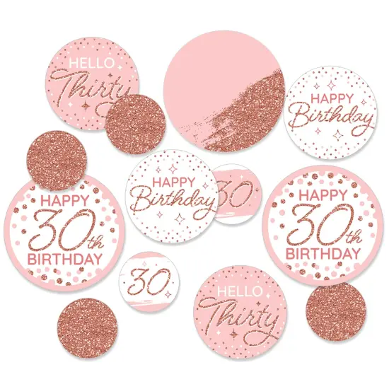 Big Dot of Happiness 30th Pink Rose Gold Birthday - Happy Birthday Party Giant Circle Confetti - Party Decorations - Large Confetti 27 Count {1}