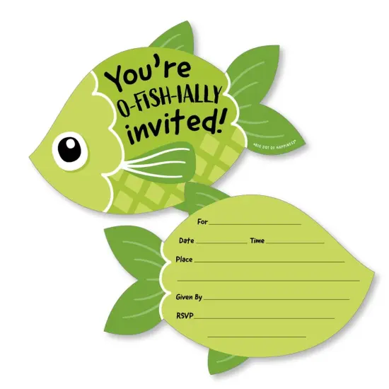 Big Dot of Happiness Let's Go Fishing - Shaped Fill-In Invites - Fish Themed Birthday Party or Baby Shower Invite Cards with Envelopes - Set of 12 {1}