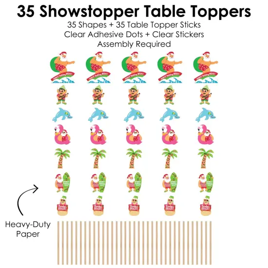 Big Dot of Happiness Tropical Christmas - Beach Santa Holiday Party Centerpiece Sticks - Showstopper Table Toppers - 35 Pieces {7}