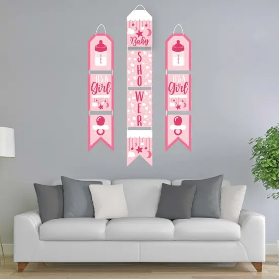 Big Dot of Happiness It's a Girl - Hanging Vertical Paper Door Banners - Pink Baby Shower Wall Decoration Kit - Indoor Door Decor {3}