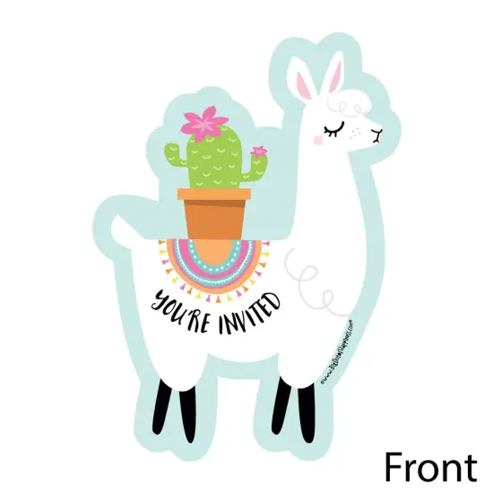 Big Dot of Happiness Whole Llama Fun - Shaped Fill-In Invites - Llama Fiesta Baby Shower or Birthday Party Invite Cards with Envelopes - Set of 12 {3}