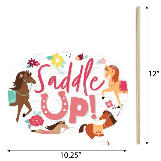 Big Dot of Happiness Funny Run Wild Horses - Pony Birthday Party Photo Booth Props Kit - 10 Piece {6}