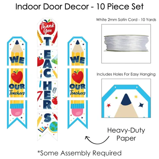 Big Dot of Happiness Thank You Teachers - Hanging Vertical Paper Door Banners - Teacher Appreciation Wall Decoration Kit - Indoor Door Decor {6}