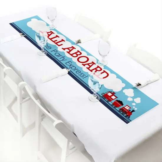 Big Dot of Happiness Railroad Party Crossing - Steam Train Happy Birthday Decorations Party Banner {7}