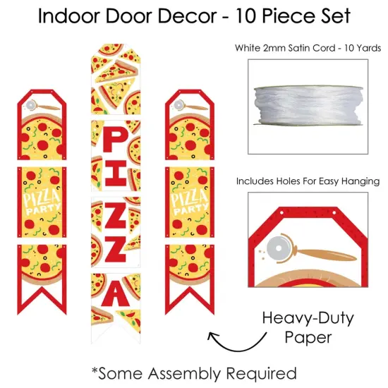 Big Dot of Happiness Pizza Party Time - Hanging Vertical Paper Door Banners - Baby Shower or Birthday Party Wall Decoration Kit - Indoor Door Decor {6}