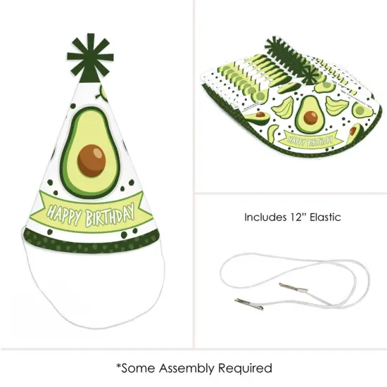 Big Dot of Happiness Hello Avocado - Cone Happy Birthday Party Hats for Kids and Adults - Set of 8 (Standard Size) {6}