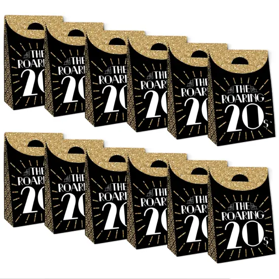 Big Dot of Happiness Roaring 20&rsquo;s - 1920s Art Deco Jazz Gift Favor Bags - Party Goodie Boxes - Set of 12 {6}