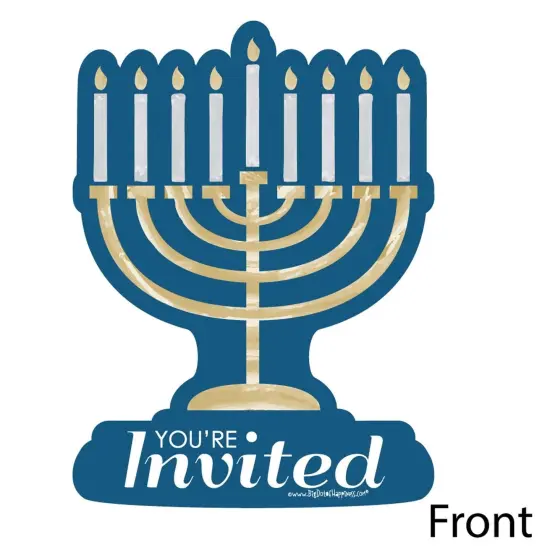 Big Dot of Happiness Happy Hanukkah - Shaped Fill-in Invitations - Chanukah Invitation Cards with Envelopes - Set of 12 {3}
