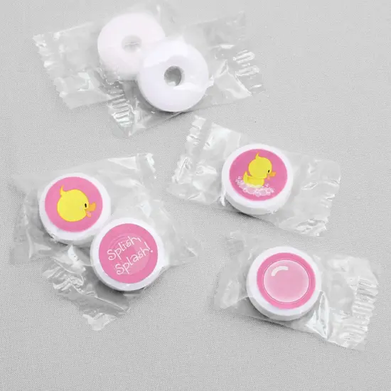 Big Dot of Happiness Pink Ducky Duck - Girl Baby Shower or Birthday Party Round Candy Sticker Favors - Labels Fits Chocolate Candy (1 sheet of 108) {4}