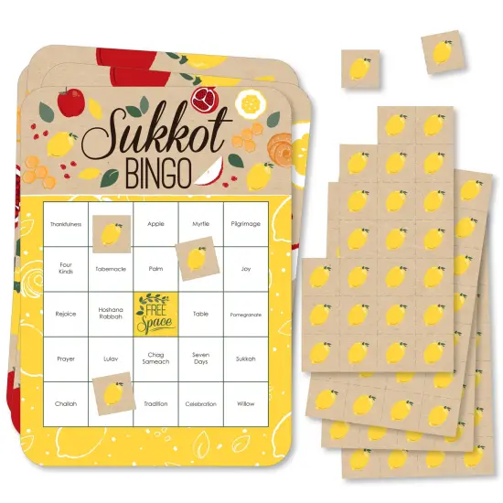 Big Dot of Happiness Sukkot - Bingo Cards and Markers - Sukkah Holiday Bingo Game - Set of 18 {1}