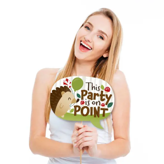 Big Dot of Happiness Funny Forest Hedgehogs - Woodland Birthday Party or Baby Shower Photo Booth Props Kit - 10 Piece {3}