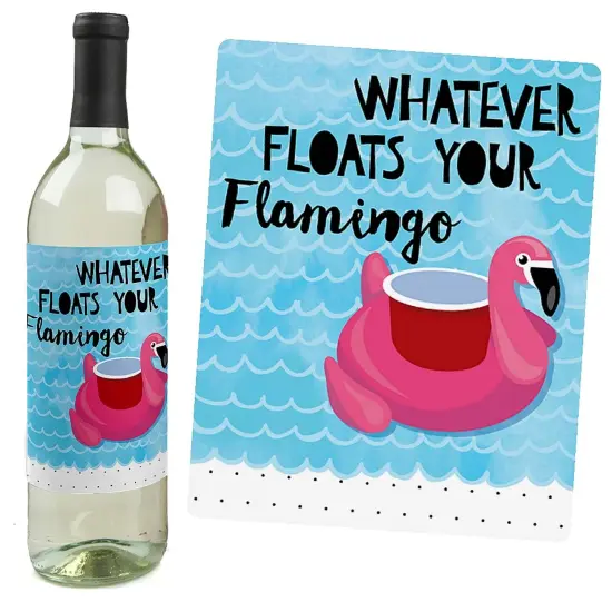 Big Dot of Happiness Make a Splash - Pool Party - Summer Swimming Party Decorations for Women and Men - Wine Bottle Label Stickers - Set of 4 {7}