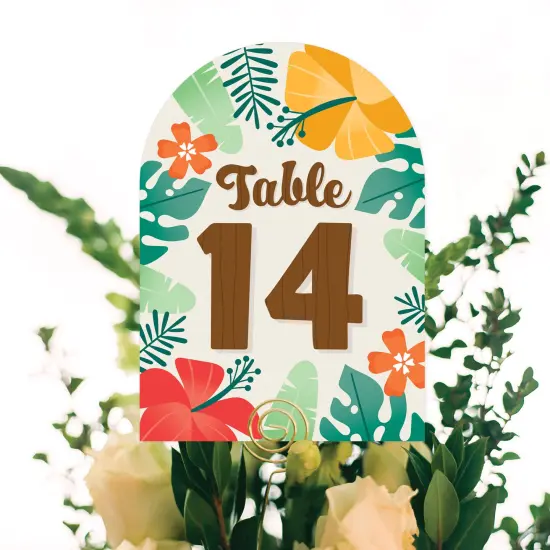 Big Dot of Happiness Tropical Luau - Hawaiian Beach Party Double-Sided 5 x 7 inches Cards - Table Numbers - 1-20 {6}