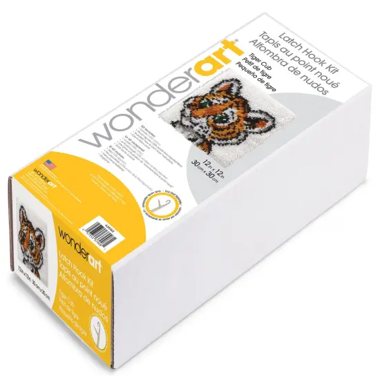 Wonderart Latch Hook Kit 12"X12"-Tiger Cub {2}
