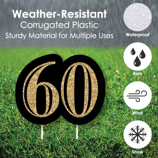 Big Dot of Happiness Adult 60th Birthday - Gold Lawn Decorations - Outdoor Birthday Party Yard Decorations - 10 Piece {6}