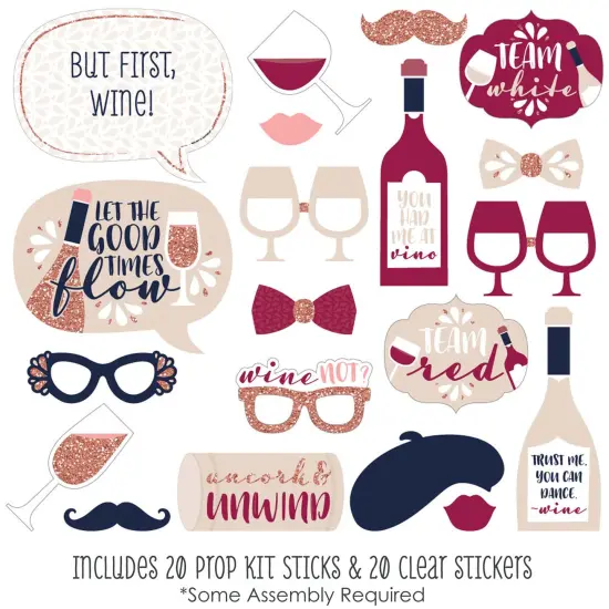 Big Dot of Happiness But First, Wine - Wine Tasting Party Photo Booth Props Kit - 20 Count {3}