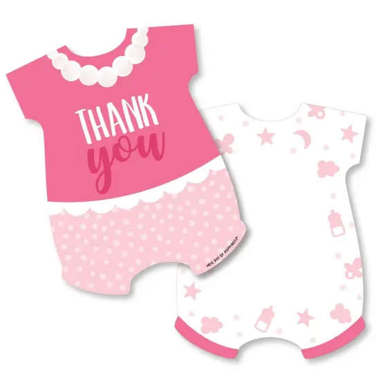 Big Dot of Happiness It's a Girl - Shaped Thank You Cards - Pink Baby Shower Thank You Note Cards with Envelopes - Set of 12 {1}