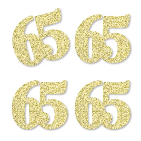 Big Dot of Happiness Gold Glitter 65 - No-Mess Real Gold Glitter Cut-Out Numbers - 65th Birthday Party Confetti - Set of 24 {1}